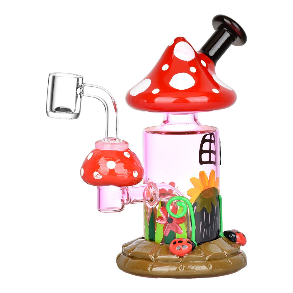 Magic Shroom Garden Glow In The Dark Glass Dab Rig - 6.25" / 14mm F