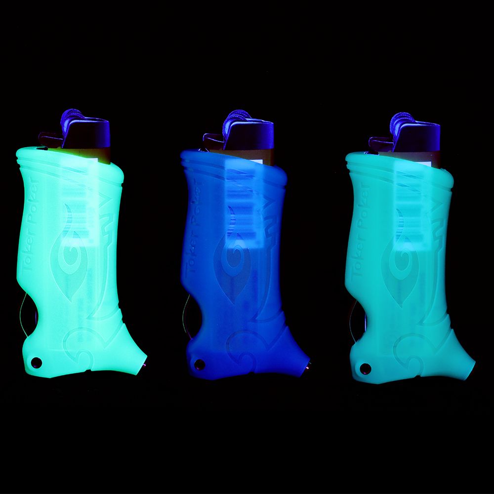 25CT DISPLAY - Toker Poker Lighter Sleeve - Glow In The Dark / Assorted Colors