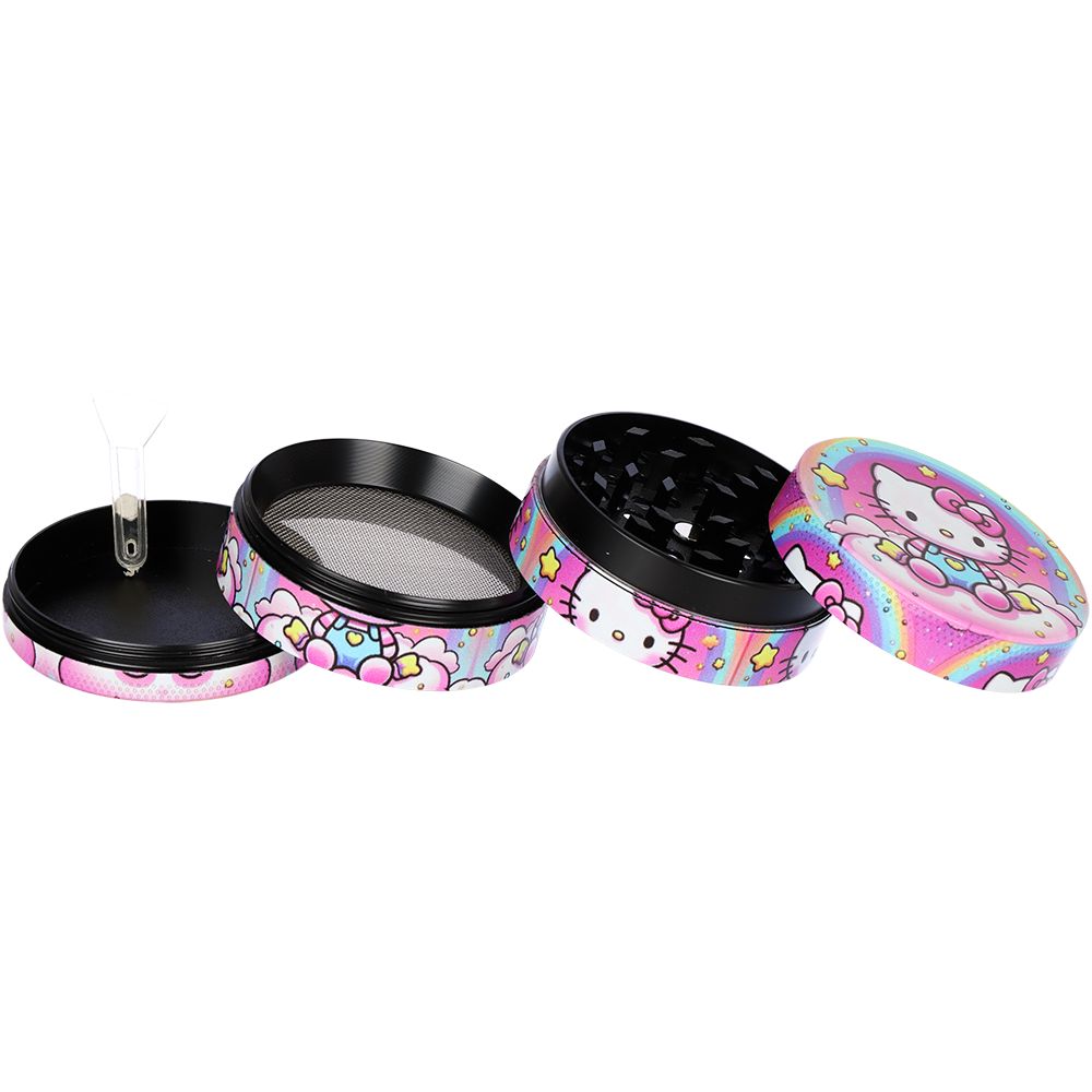 12CT DISPLAY - Kitty Aluminum Grinder - 4pc / 2" / Assorted Designs