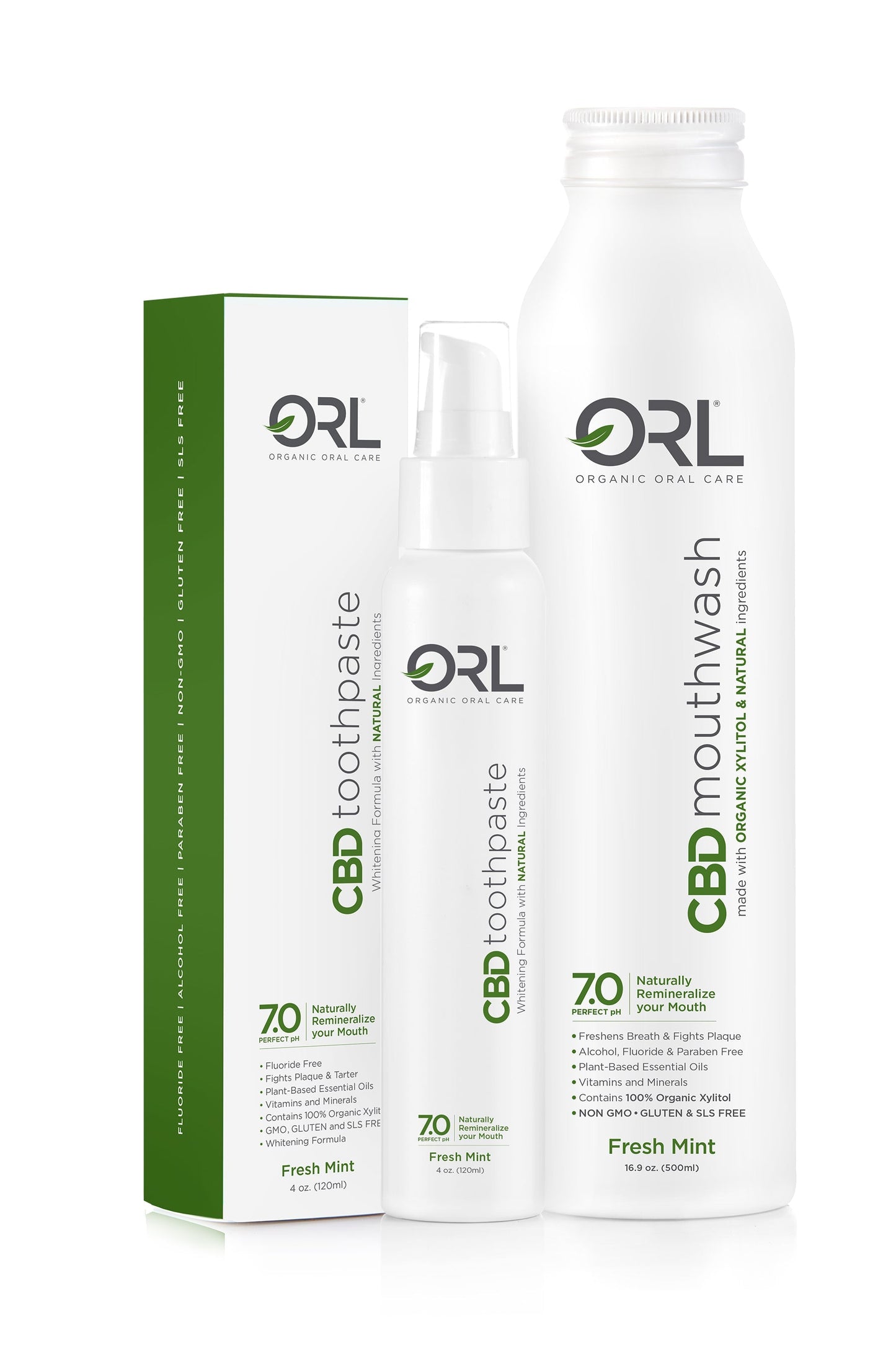 CBD Mouthwash + CBD Toothpaste Bundle  - Made with Organic Xylitol & Natural Ingredients