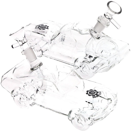 2CT BUNDLE - SeshGear Clear Car Glass Water Pipe - 6.75" / 14mm F