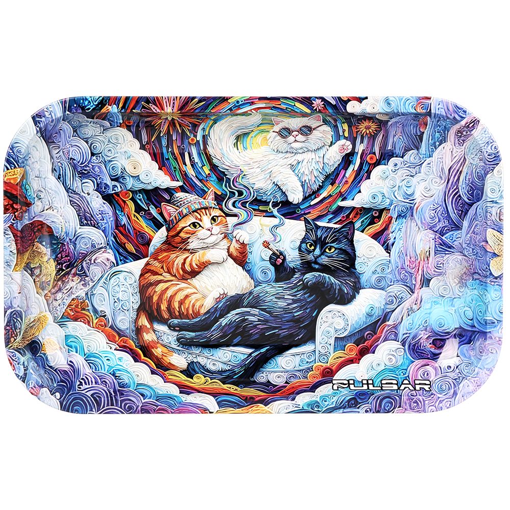 Pulsar Metal Rolling Tray -  Couch Cats / 11"x7"