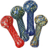 4CT BUNDLE - Netted Spirals Glass Spoon Pipe - 3.75"-4" / Assorted Colors