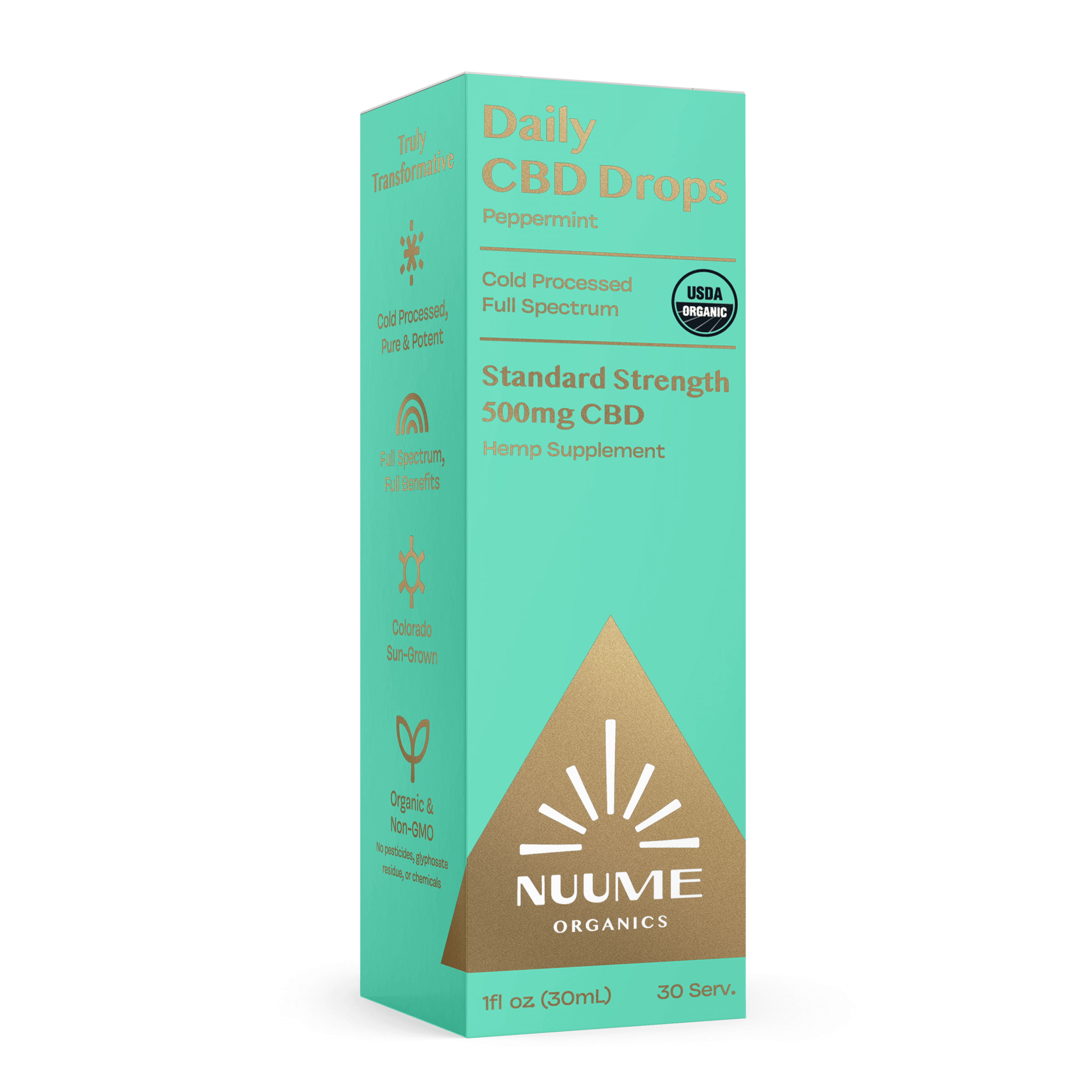 Organic Daily CBD Drops - Peppermint 500mg Full Spectrum