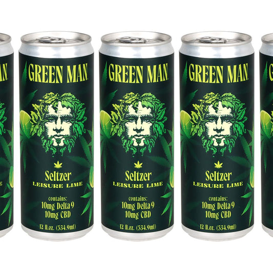 24CT CASE - Asheville Dispensary Green Man Nano Cannabis D9 Seltzer - Leasure Lime / 10MG D9 / 10MG CBD