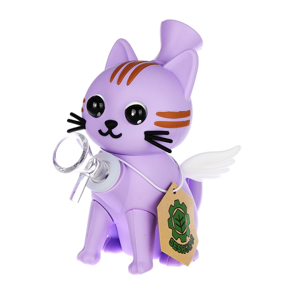 3CT BUNDLE - SeshGear Celestial Kitty Friend Silicone Water Pipe - 5.5" / 14mm F / Assorted Colors
