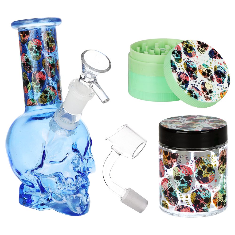SeshGear Skulled Out Water Pipe Kit - 6" /  Colors & Designs Vary
