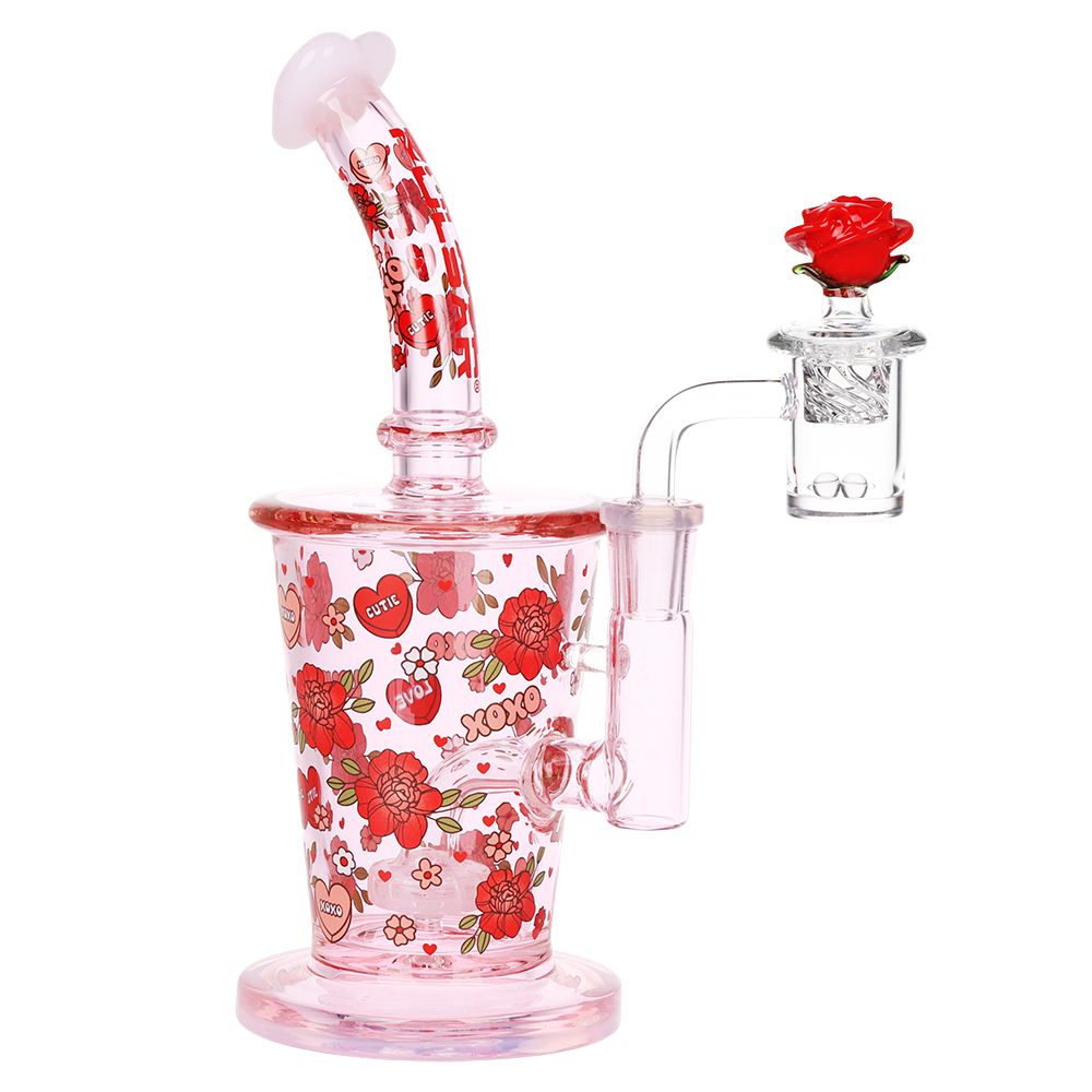 Pulsar Valentine's Rose Glass Dab Rig Set - 8.25" / 14mm F