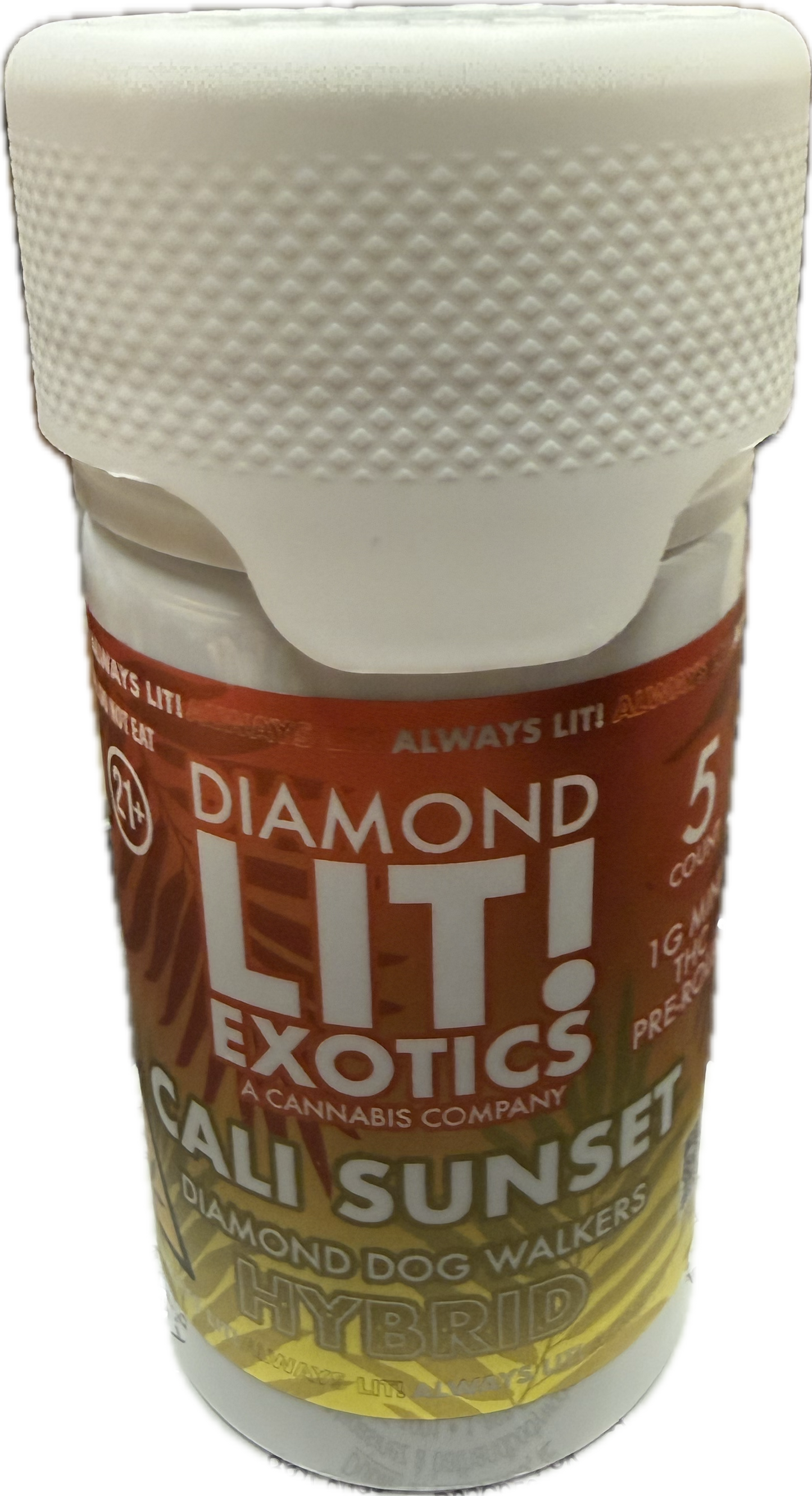 Diamond Lit! – Exotics Dog Walkers – 5CT Jar – 1G Delta-8 Pre-Rolls (Sativa / Hybrid / Indica)