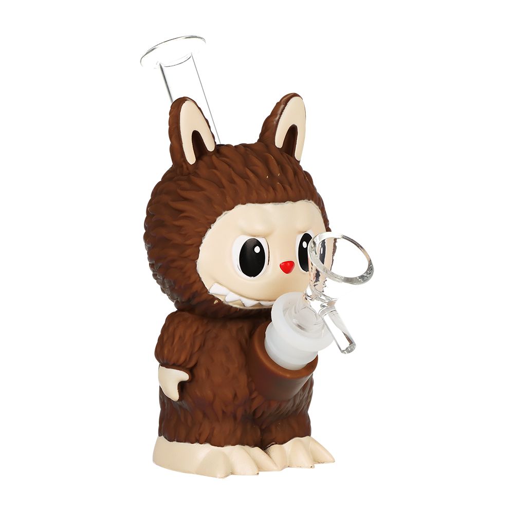 4CT BUNDLE - Funny Animals Glass & Vinyl Water Pipe - 6" / 14mm F / Assorted Colors
