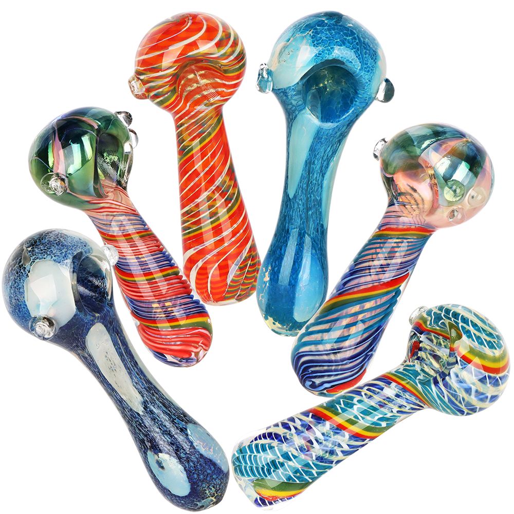 6CT BUNDLE - Deliciousl Dreams Glass Spoon Pipes - 4.5" - 5" / Assorted Colors and Styles