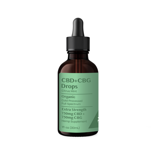 Organic CBG+CBD Drops Unflavored - Extra Strength 750mg+750mg