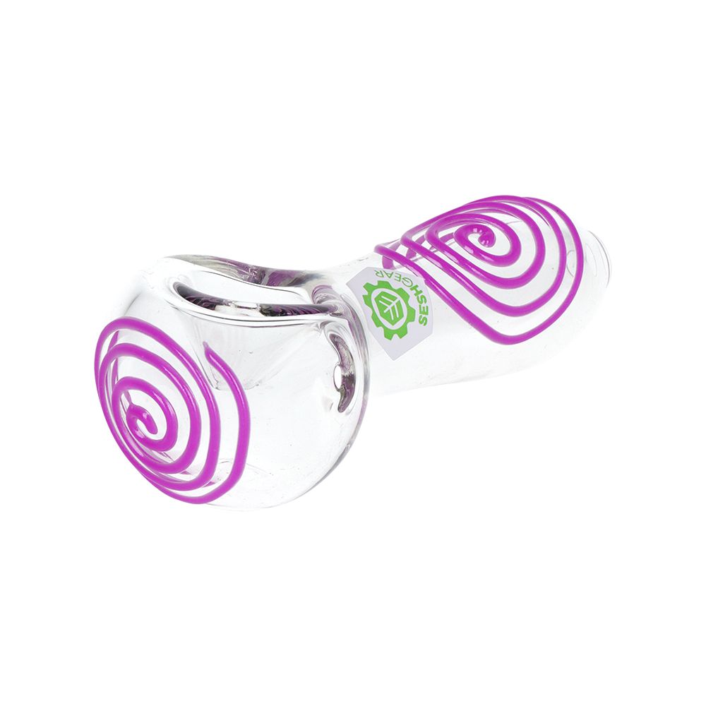 6CT BUNDLE - SeshGear Glowing Squiggles Glass Spoon Pipe - 4" / Assorted Colors
