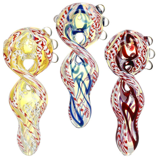 3CT BUNDLE - SeshGear Euphoric Vibrance Twisted Glass Hand Pipe - 5.25" / Assorted Colors